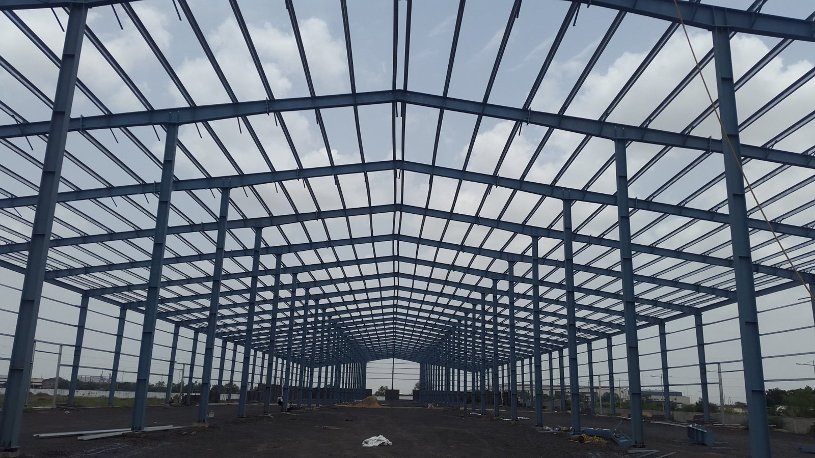 Pre-Engineered Building steel frame interior by Arvind Engineering